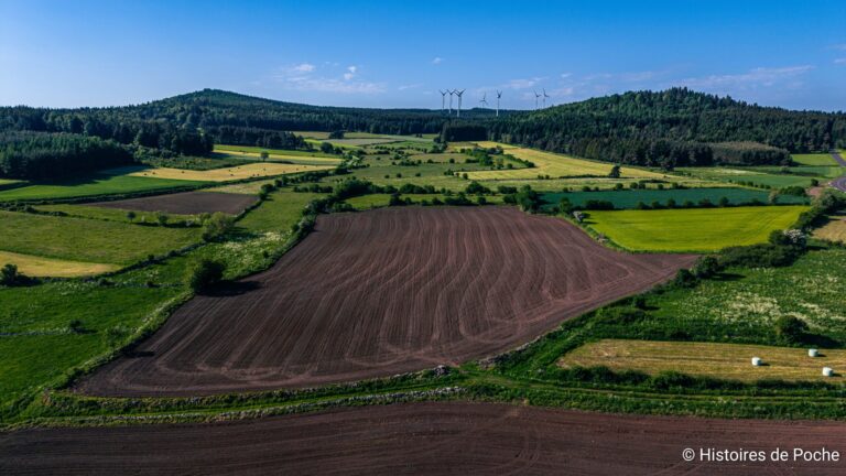 Champs cultivés sur le plateau du Devès